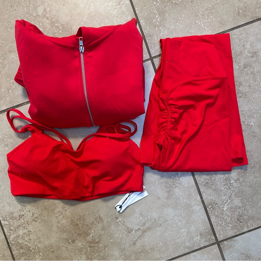 NWT PARAGON Vibrant Red Activewear Set